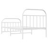 Metal Bed Frame with Headboard and Footboard White 100 x 190 cm