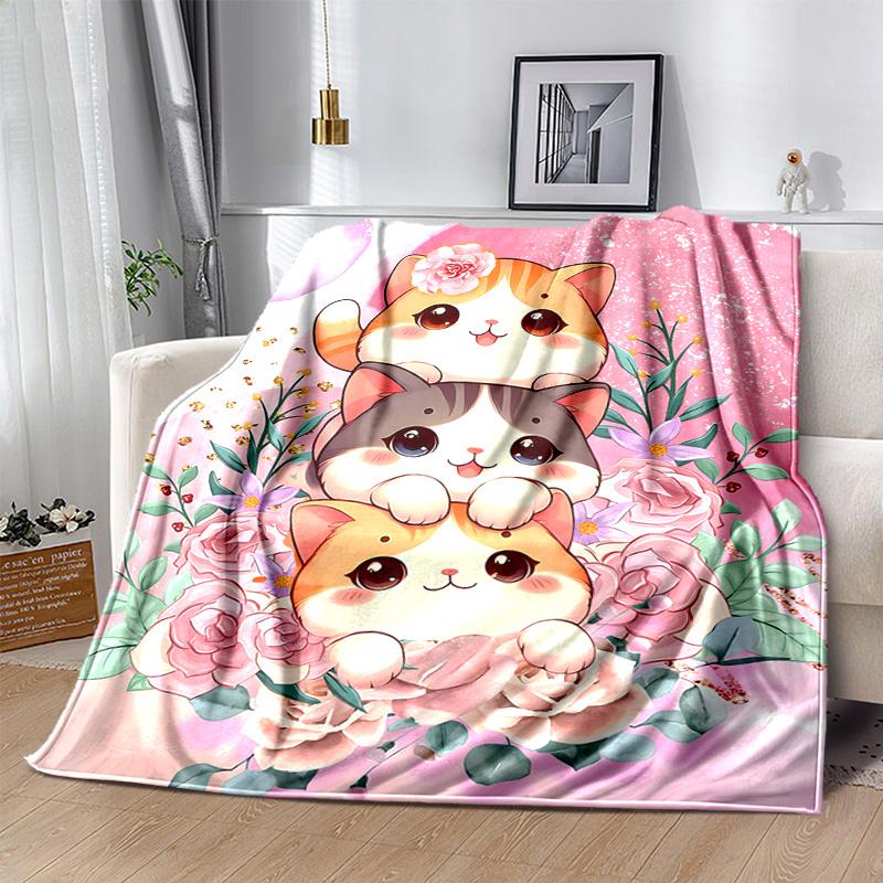 1pc Three Cute Cats Ideas Blanket, Softs for Bed Couch Sofa, Living Room, Travel, Camping, Car Blankets
