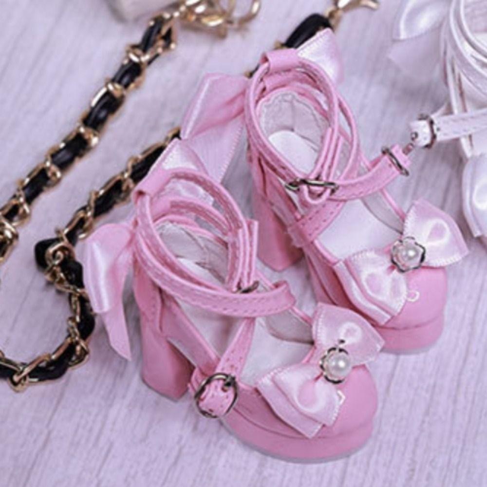 1 Pair 1/3&1/4 BJD Doll's Shoes Pearl Dress Up Doll Shoes Bowknot High Heels  1/3&1/4 BJD Dolls