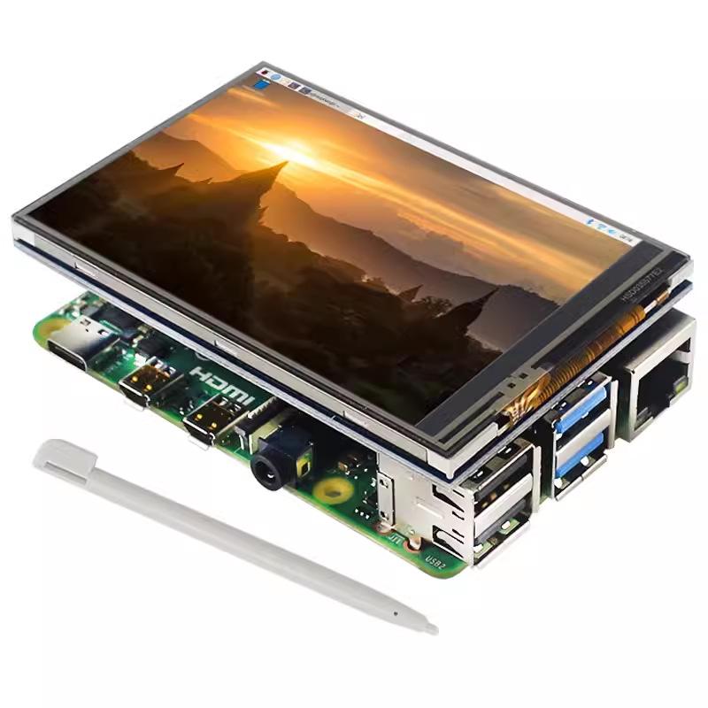 Raspberry Pi 5 4B with 3.5-inch Touchscreen and ABS Shell, 3B+ 60fps Display Monitor