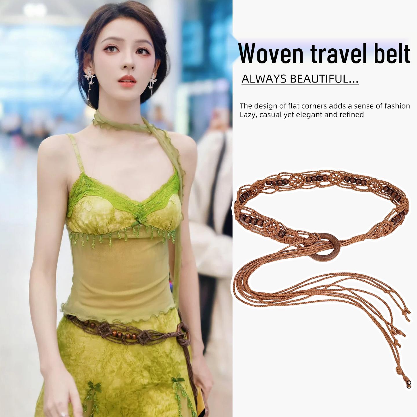 

Victoria Song Богемный плетеный пояс-цепочка на талию - Этнический стиль женский аксессуар для путешествий