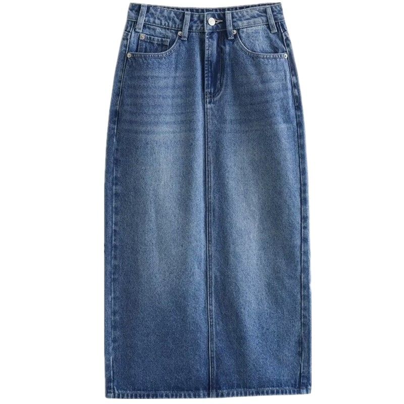 

Fashion Style 2024 Spring/Summer New Arrival Women s Clothing High Waist All-Matching Straight Mid-Length Skirt 05202502427 Blue L