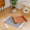 Handwoven Cotton Fishbone Pattern Floor Mat, Machine Washable, Long Strip Design for Bedside or Cloakroom
