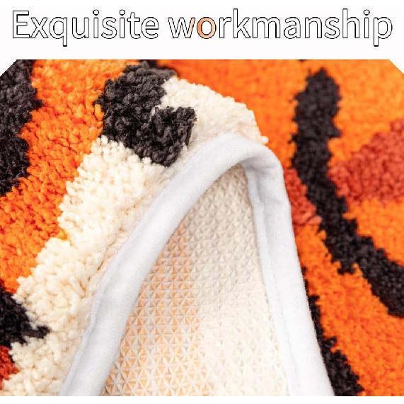 Orange Tiger Cute Bath Mat for Bathroom Fun Tiger Cartoon Bath Rugs for Kids Non Slip Animal Shaped Bathtub Mat Absorbent Bathroom Plush Shower Rugs