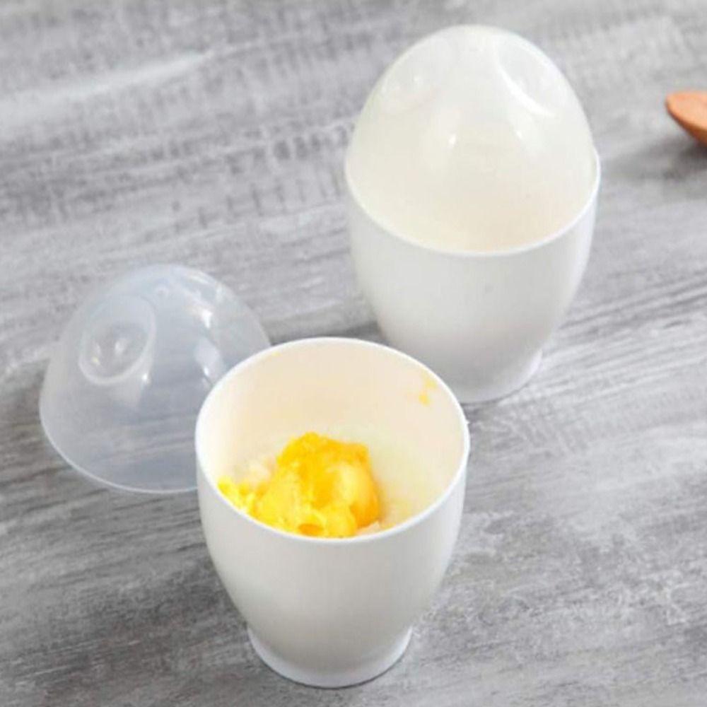 2pcs Plastic Microwave Egg Cooker Visible Lid Egg Boiler Kitchen Tools Steamed Egg Cup  Kids