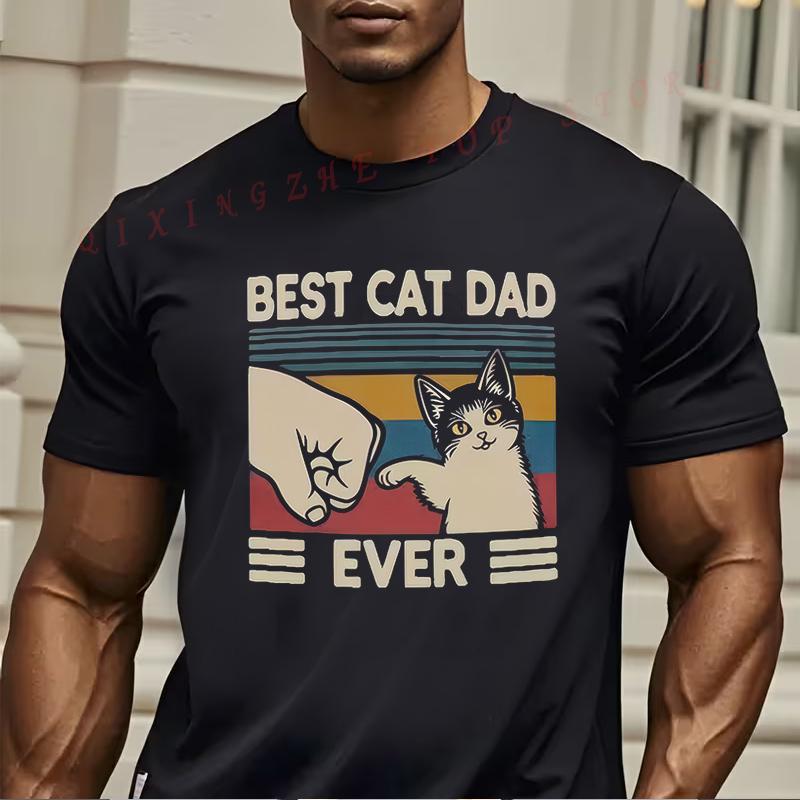 Best Cat Dad Ever TShirt Funny Graphic Mens TShirt Funny Present For Mens Short Sleeve TShirts Oneck Top Tees 4XL