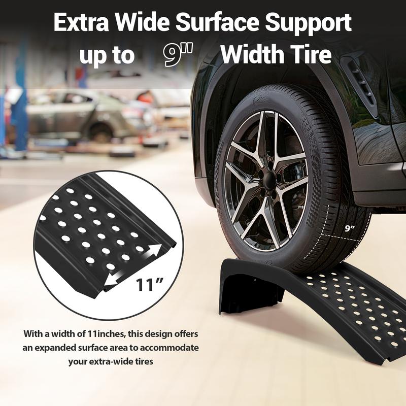 Heavy Duty 8000 LBS Steel Car Ramps 2 Pack Max 8 Inch Lift Height Solid Steel Auto Ramps for Car Light Truck Maintenance Repair