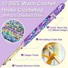 Coopay Complete Crochet Hooks Set for Beginners, 2.25mm-8mm Crochet Hook, Ergonomic Crochet Hooks for Arthritic Hands, Cute Animal Print Comfort Grip