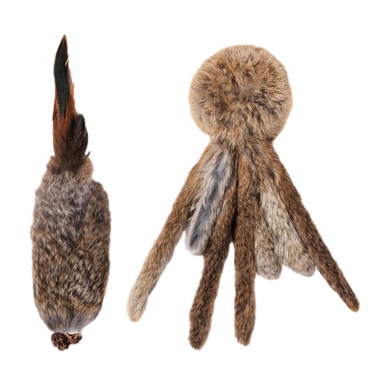 2Pcs Furry Ball Cat Toys Faux Rabbit Fur Cat Kicker Toys Natural Gall Fruit