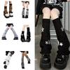 Girls Lolitas Leg Warmers Y2K Star Knitted Flared Leg Sleeves Goth Baggy Cuffs Ankle Heap Socks JK Uniform Foot Cover