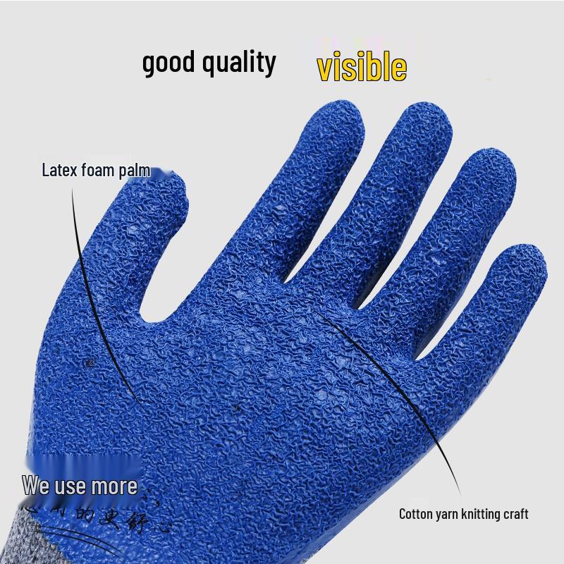 Coarse Yarn Latex Anti-Slip Gloves #360-5: Wear-Resistant, Wrinkle-Resistant, for Handling, Loading, and Unloading Tasks