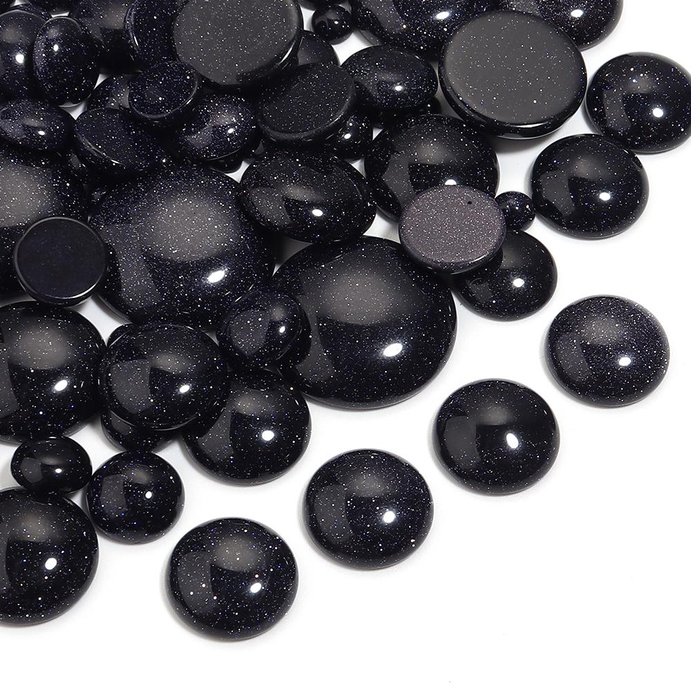 5-10 Stück Naturstein Cabochon Schwarzer Sandstein Rund Flachboden Cabochon Perlen Zur Schmuckherstellung DIY Ring Anhänger Zubehör