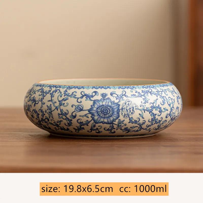 Chinese Blue and Flower Ru Kiln Ceramics Tea Making Tools Solid Wood Tea Ceremony Six Gentlemen Set Tea Clip Teaware Accessories