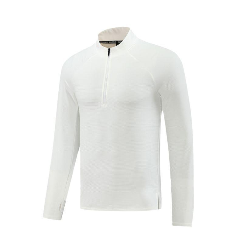 

Мужская быстросохнущая толстовка с воротником-стойкой на молнии до середины груди для осенне-зимних пробежек и тренировок. XXL белый