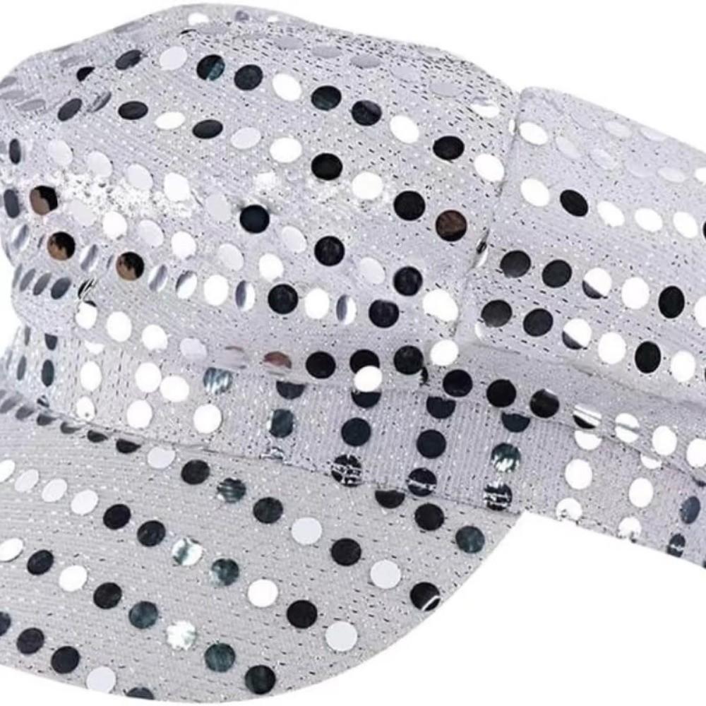 Retro Glitzer Bling Kostümhut Pailletten Verkleidungshut Barett Schiebermütze Achteckige Mütze Geburtstagsparty