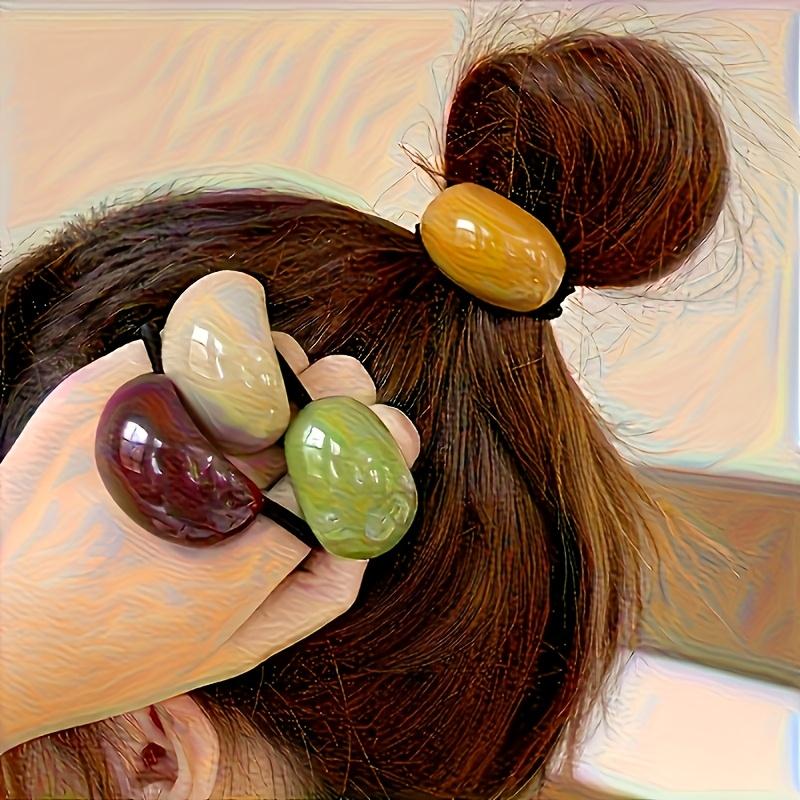 Vintage French-Inspired High-Elasticity Hair Ties for Women - Elegant Solid Color Ponytail Holders, Durable & Comfortable Hair Accessories