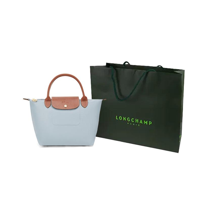 Longchamp Bolso de mano Le Pliage con cierre de cremallera, lona de nailon reciclado, tamaño pequeño para mujer, color Gris Acero L1621089P80