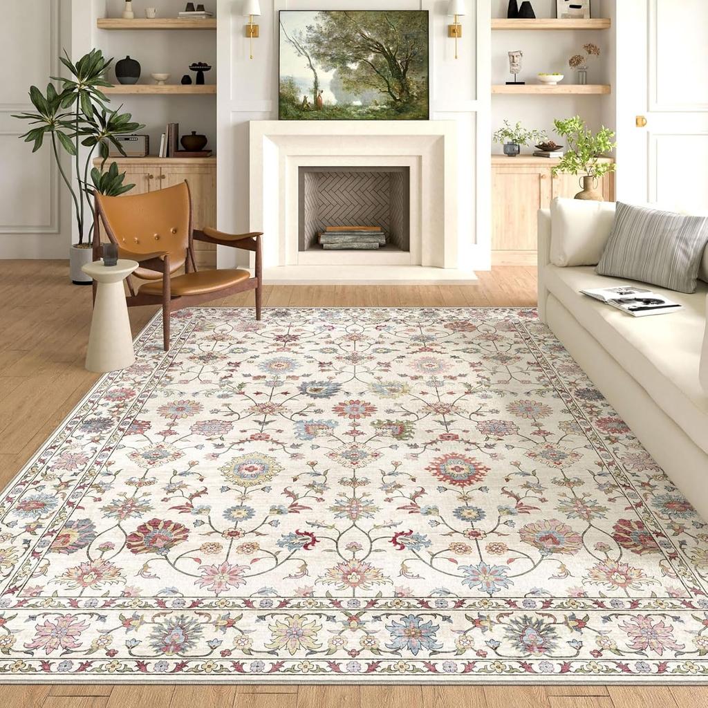 Living Room Carpet Bedroom Bedside Sofa Floor Mat High Density Loop Pile Mats Big Area Carpets Floral Style Home Decoration Rug