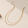 Women's Gold Snake & Heart Bead Layered Necklace – 304 Stainless Steel Clavicle Chain