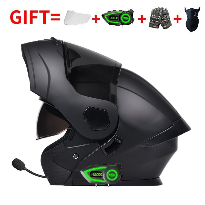 Bluetooth-Enabled Full Face Motorcycle Helmet With Dual Visors DOT 3C Certified All-Season Flip-Up Design Men Women
