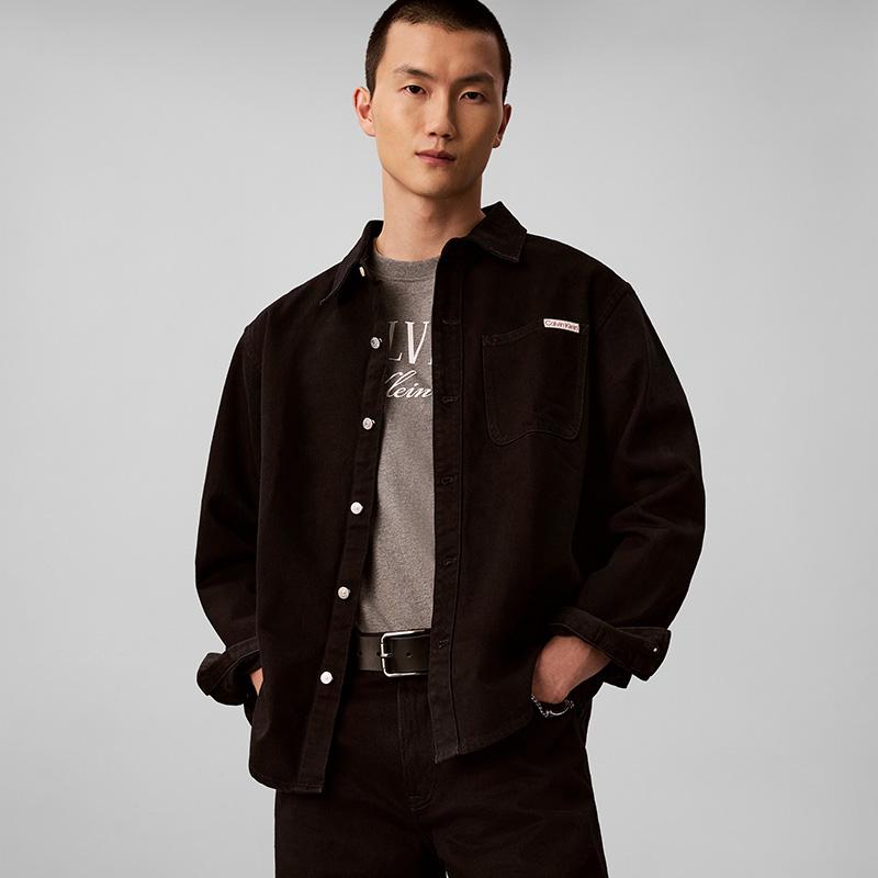 Calvin Klein Jeans American Vintage Practical Pocket Cotton Black Denim Shirt Men shirts 4LF755G