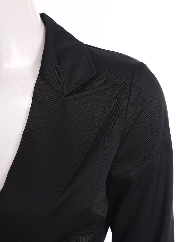 S-XL Donna Giacca Vintage Frac Revers a Punta Scollo a V Apertura Frontale Manica Lunga Giacca da Smoking Capospalla per Cocktail Cameriere Cosplay