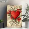 Metal Wall Art Sign, Vintage Heart Rustic Flower Decor for Living Room