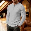 Herren Langarm Henley Shirt, Zopfmuster Gerippt Gestrickt Knopfleiste Lässig Rundhals Tägliches Herbst Winter Oberteil