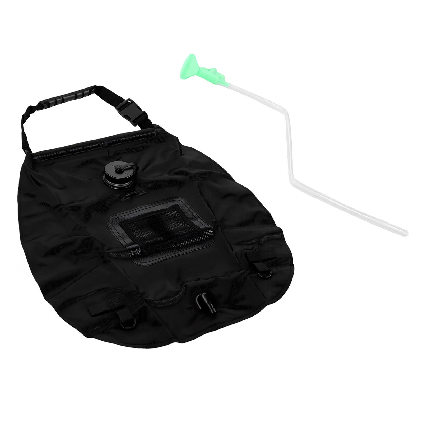 20L Solar Shower Bag Portable Temperature Indicator Adjustable Waterflow Solar Heating Camping Shower Bag Black