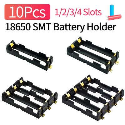 10Pcs 18650 SMT Battery Holder 1X 2X 3X 4X 18650 Battery Clip Storage Case with Bronze Pins Rechargeable Battery Box Power Bank