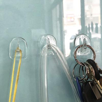 10 Pezzi Ganci Adesivi Acrilici Senza Traccia Trasparenti Senza Foratura Forte Adesivo Ganci da Parete in Plastica per Bagno e Organizzazione Casa per Asciugamani, Chiavi, Gioielli