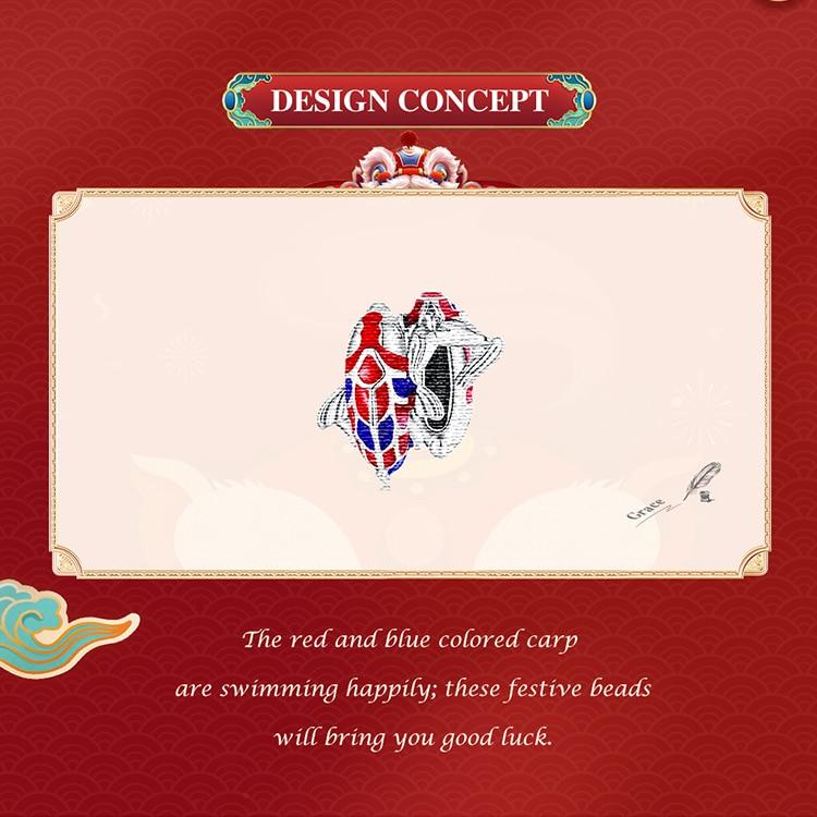 BAMOER 925 Sterling Silver Chinese New Year Series Red Enamel Lion Dancing Hanging Bead for Women Bracelet and Necklace