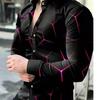 Men's 3D Print Long Sleeve Casual Shirt, Plus Size, Trendy European & American Style