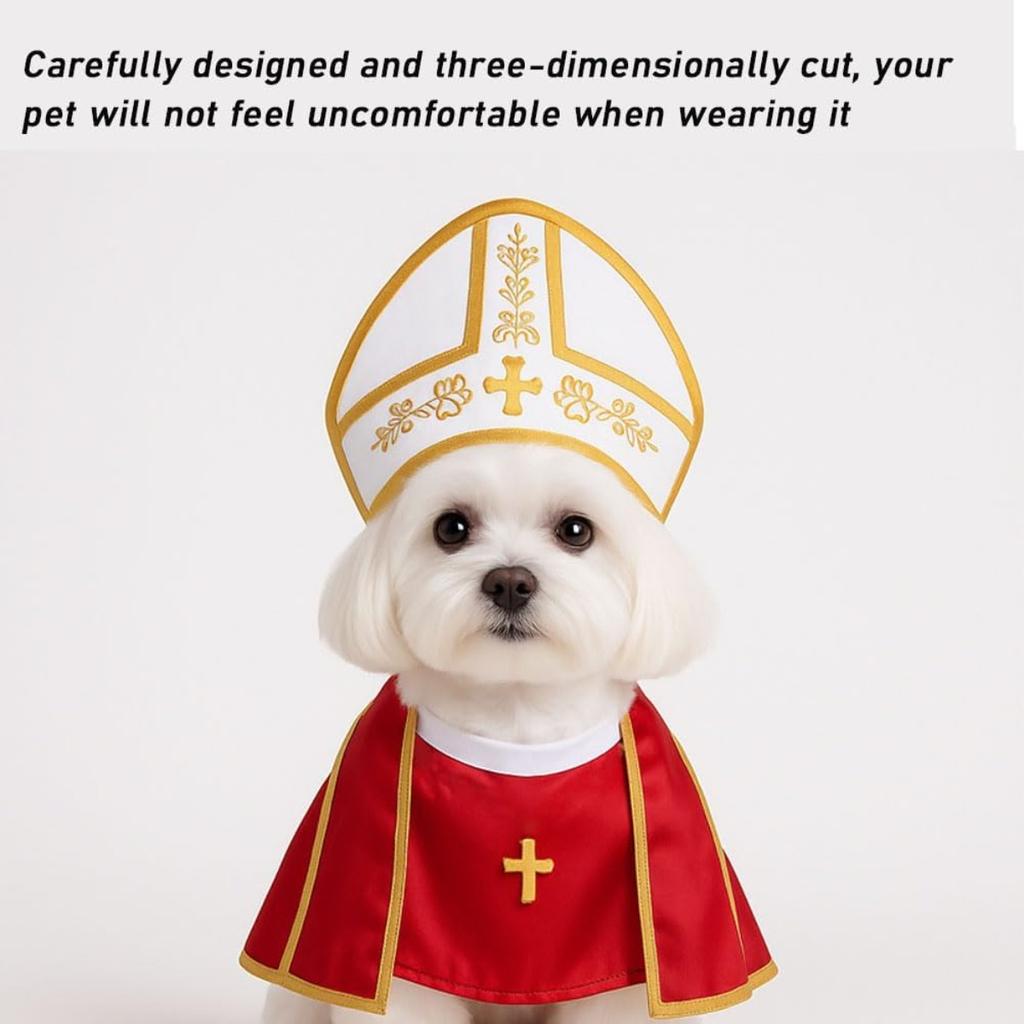 Pope Hat Costume for Cat/Dog Mini Craft Costume Good Feel and Elastic Comfortable and Durable Garments are Washable