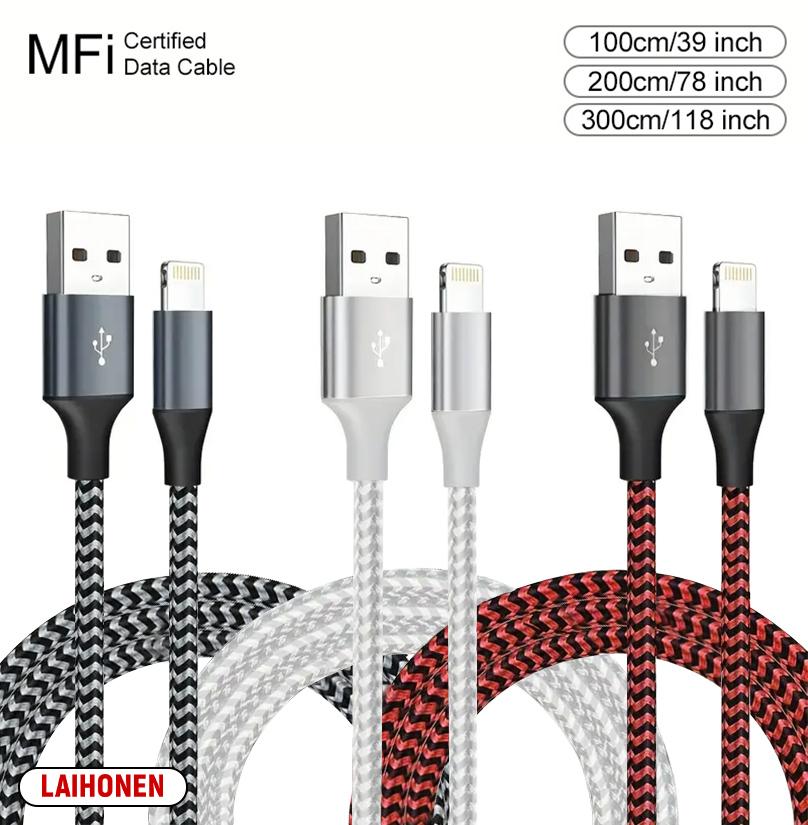 1M 2M 3M USB A To Lightning MFi Certified Cable For 14 13 12 11 X XR Pro Max Fast Charging Cable Charger Data Wire Cord