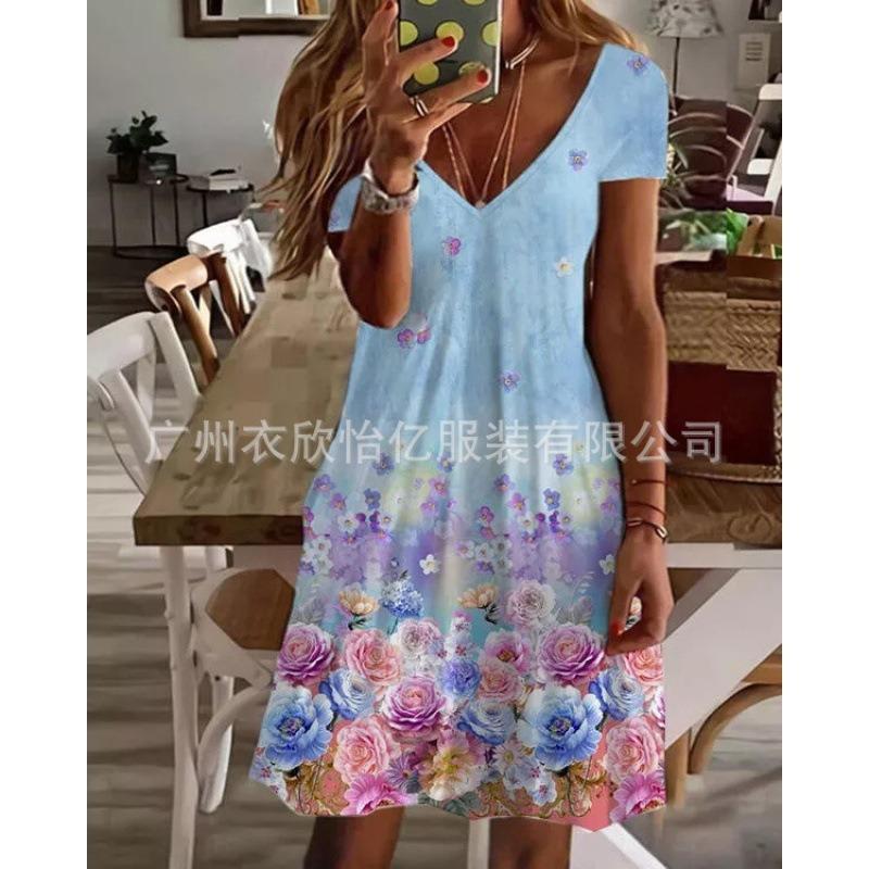 BITCED Fashion Summer Spring  Short Sleeve V-Neck Casual Dresses