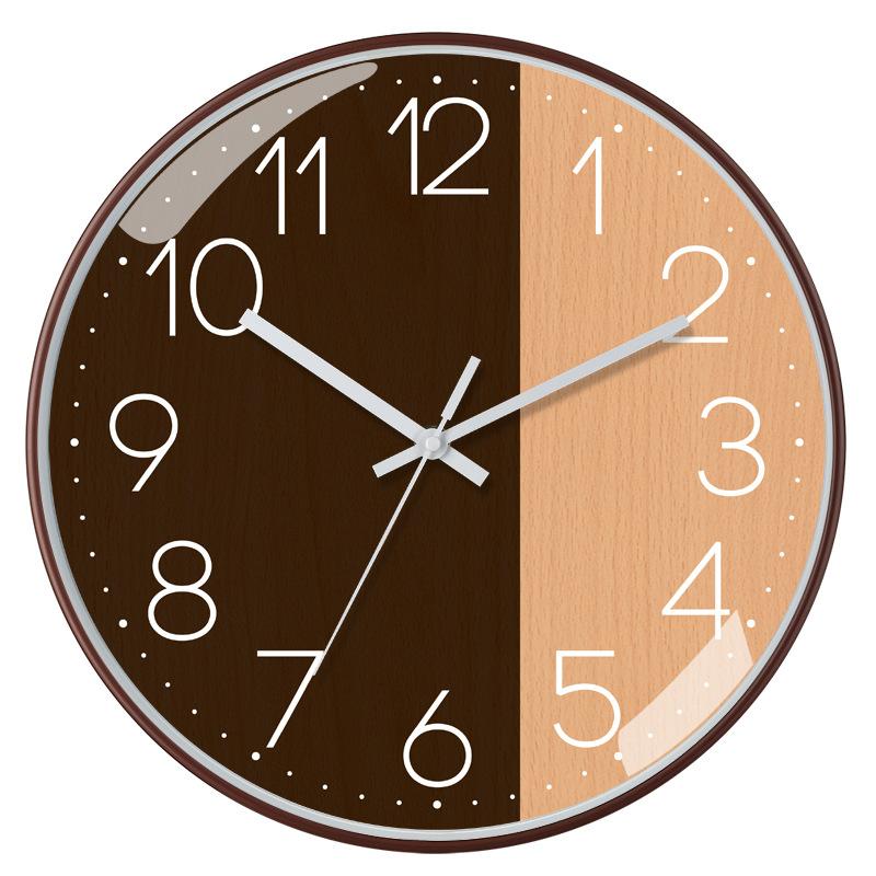 12-inch 30cm New Chinese Style Imitation Wood Grain Bamboo Grain Brushed Silent Clock Fashion Living Room Personalized Creative Wall Clock