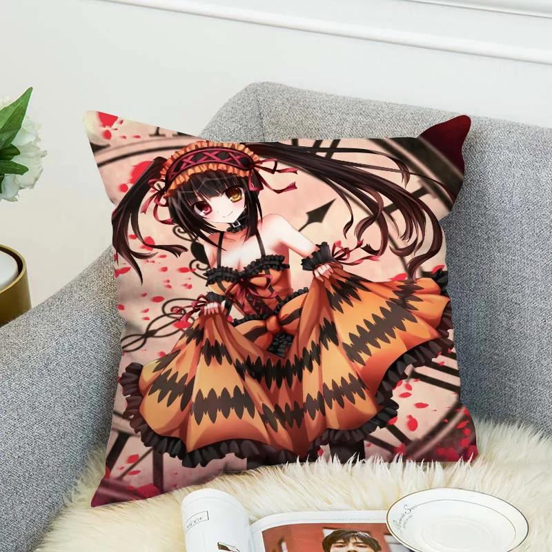 

T-Tokisaki Kurumi Pillow Cover Decorative Pillowcase 40x40 Cushion Covers for Bed Pillows Car Decoration Fall Decor Pilow Cases 12x12Inch