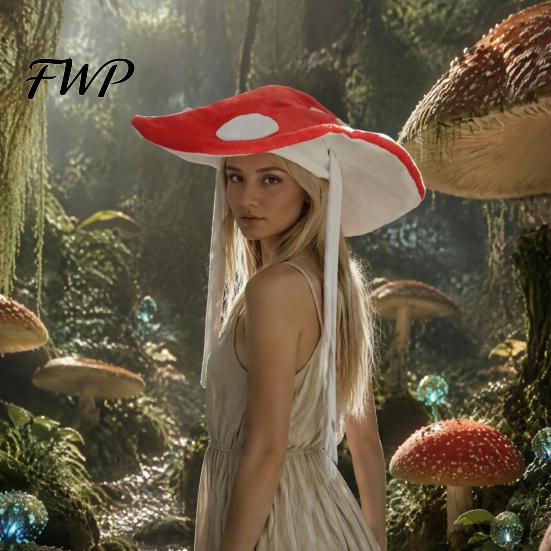Fun Cosplay Headgear Polka-dot Mushroom Dress Up Hat, Soft Plush Forest Themed Cap Costume Accessory, Creative for Stage Performances Halloween