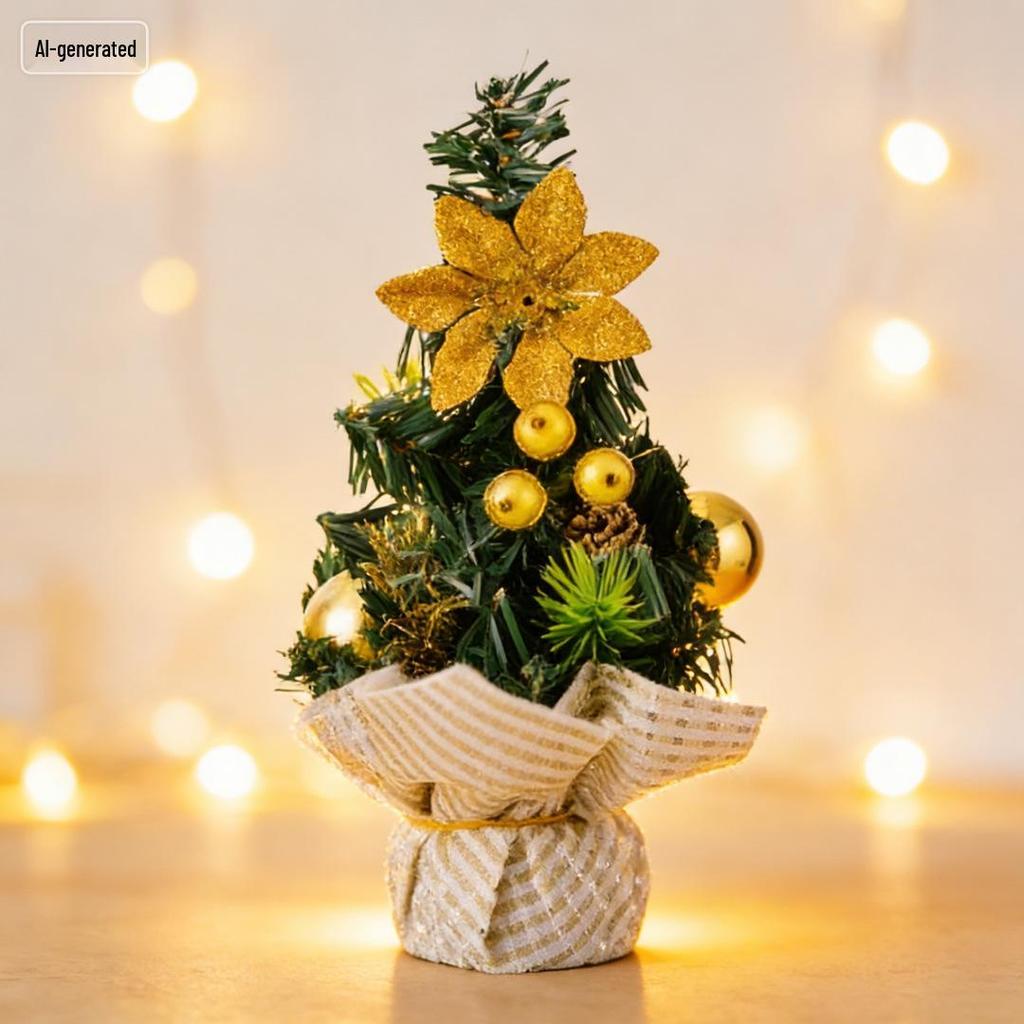 Mini 20cm Cartoon Christmas Tree Ornaments for Tabletop and Mall Decor