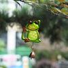 Yoga Frog Wind Chimes Vintage Iron Art Decorative Wind Chime Funny Frogs Statues Hanging Ornament for Home Garden Decoration