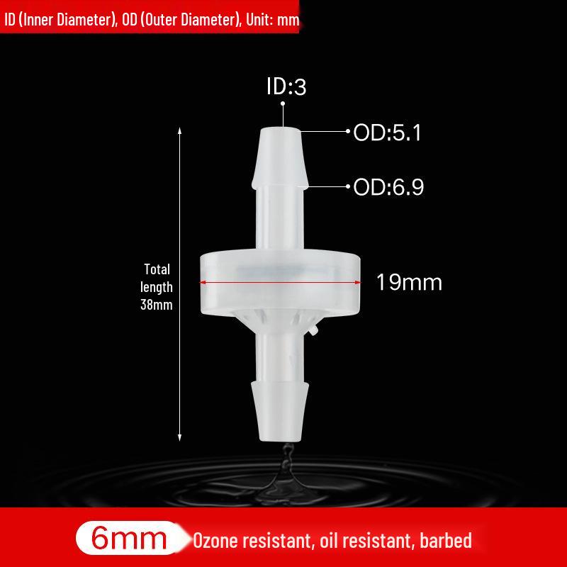 Innovator Mini One-Way Check Valve: Ozone & Oil Resistant, Prevents Backflow, Water-Stop Plastic Valve.