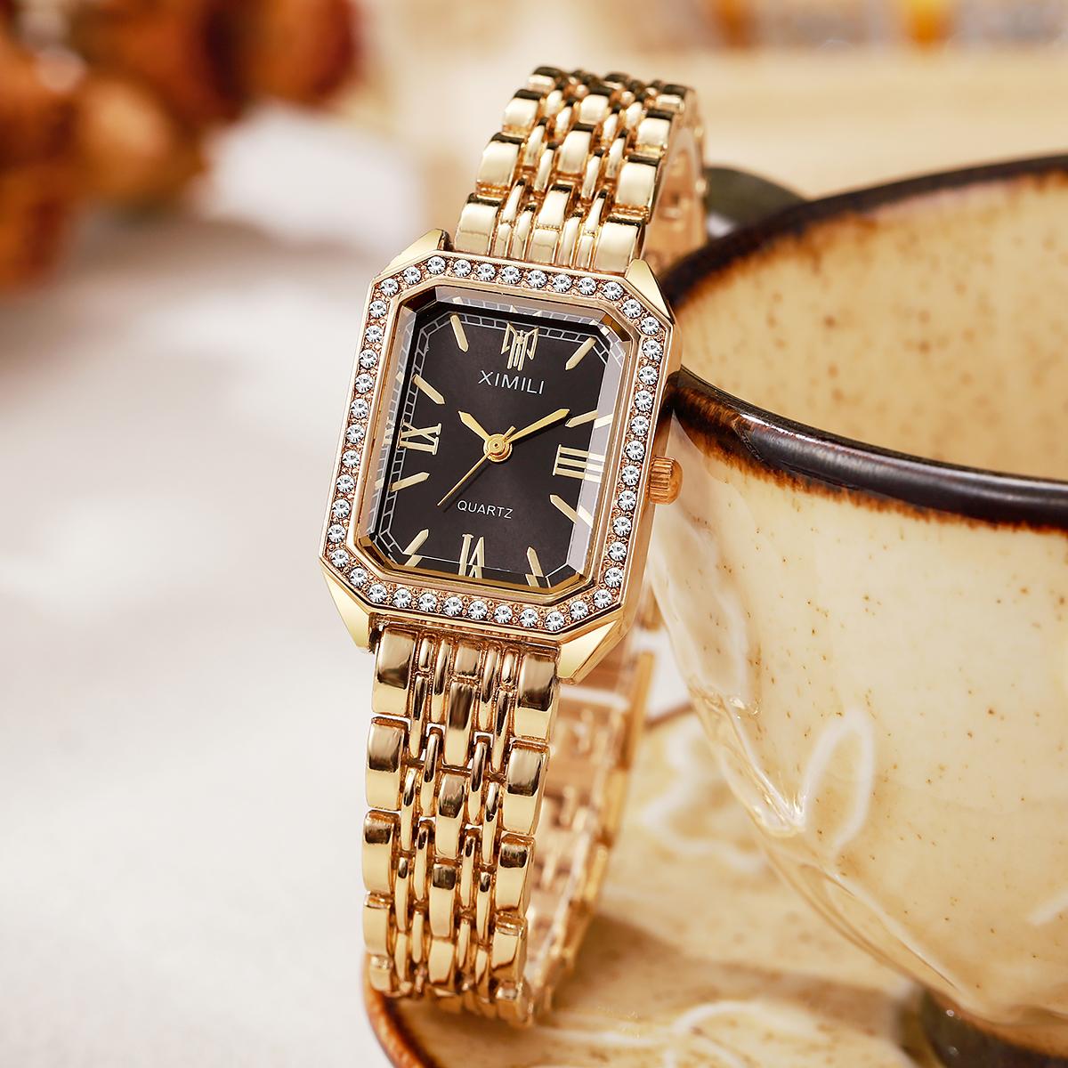 

Golden Quartz Watch Diamonds Bracelet Watches For Women Small Dial Luxury Lady Wristwatch Female Clock Fashion Dress Gifts чорний