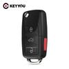 KEYYOU Folding 4 3+1 Buttons Car Remote Flip Key Shell Case Fob For Volkswagen For Vw Jetta Golf Passat No Blade