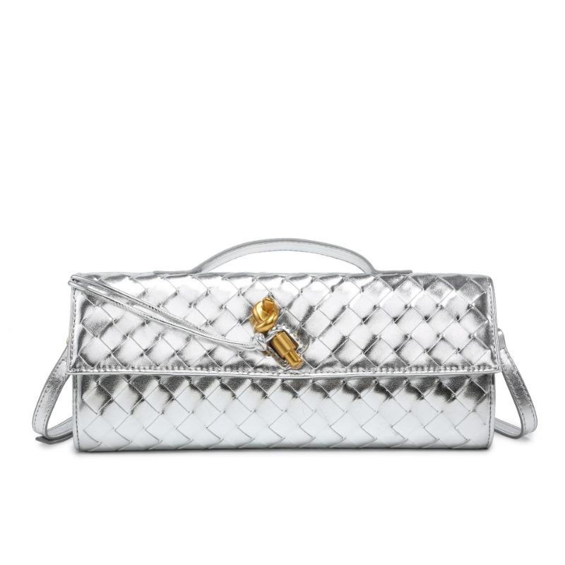 Handwoven Bag Soft Leather Lock Dinner Bag Medieval Baguette Bag Long Fashion