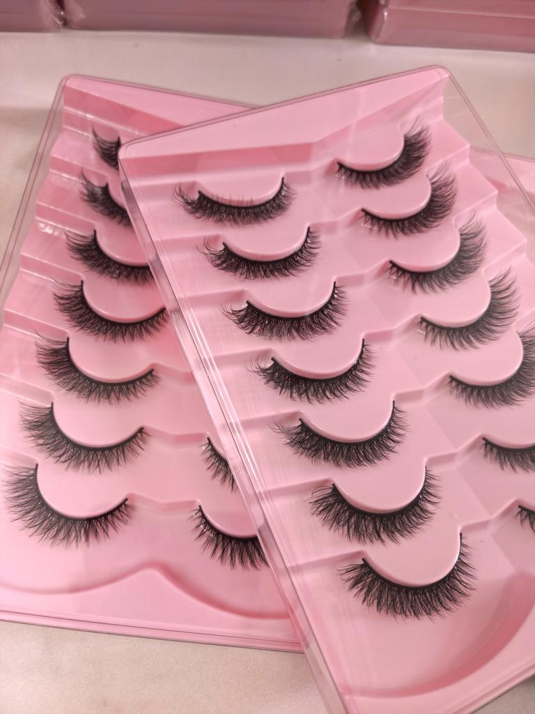 7 Pairs Per Tray Hot Sales New Product Strip False Eyelashes Lash Fluffy Eyelash Vendor Bulk 3d Faux Mink Lashes
