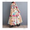 New Large Size Loose Thin Fashion Long-sleeved Printed Mid-length Dresses