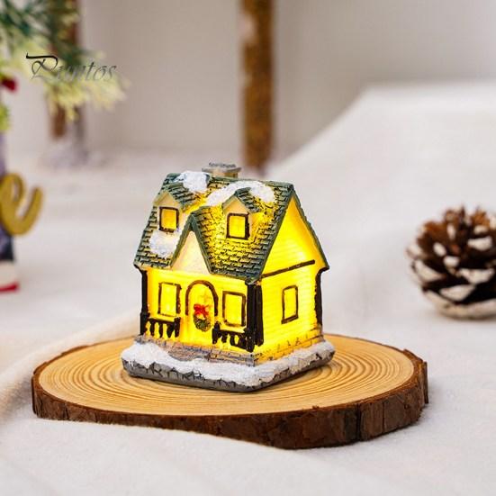 Weihnachten glühende Haus Ornament romantische warme Beleuchtung Harz Handwerk Desktop LED schneebedeckte Haus Dekoration Figur Statue Festival Geschenk