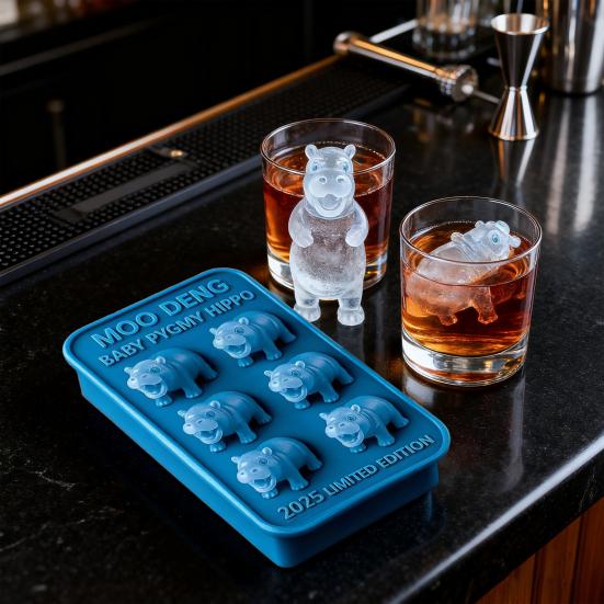 Hippo-shaped Ice Cube Mold Food Grade Silicone 6-Grids Ice Mould Collectible Ice Maker Drink Accessories