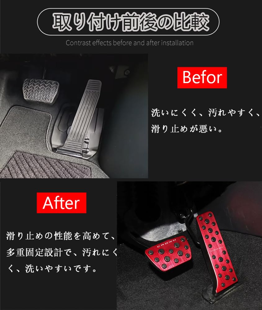 Hearsheng Aluminum Alloy Foot Pedal Covers for the New Crown New Crown Crossover and New Crown Sport Customizable Interior and Easy Installation